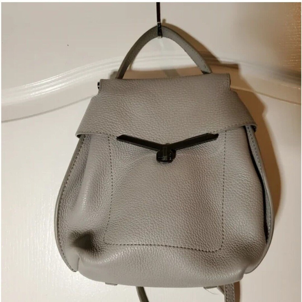 Botkier New York Valentina Grey Pebbled Leather Convertible Backpack Bag - Picture 11 of 12